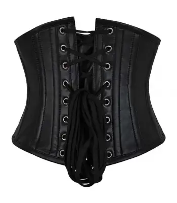 Black Sheep Naapa leather Spiral Steel boned Underbust corset Shoulder covered